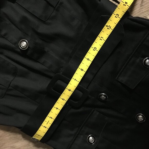 Y2K Black Military Goth Cotton Button Down Dress - Picture 13 of 16